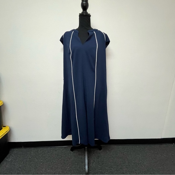 Nordstrom maggi London Navy Midi Dress with White Trim - Picture 2 of 10